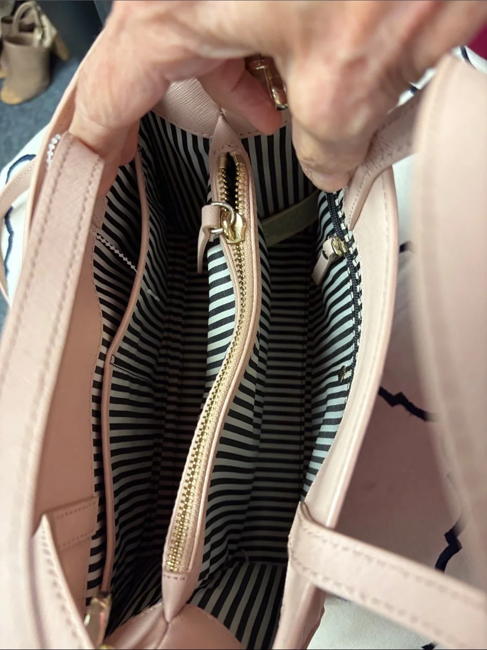 kate spade blush pink floral applique tote
